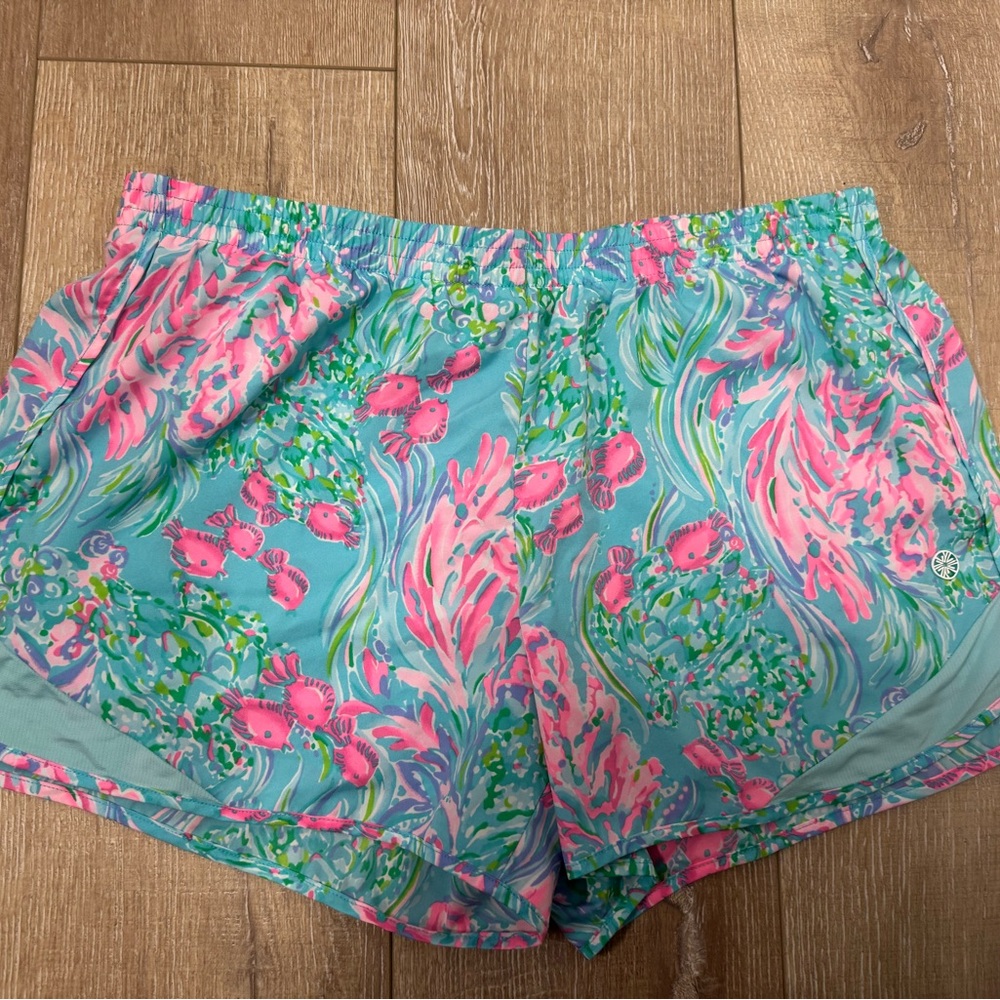 Lilly Pulitzer Pink and Green Athletic Shorts Size L